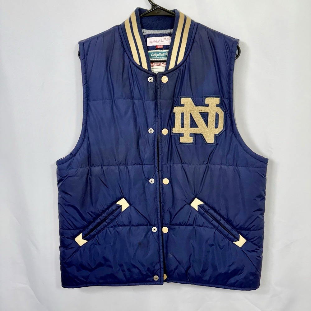 Notre Dame‎ Blue Tailgate Vest Size L Mitchell & Ness